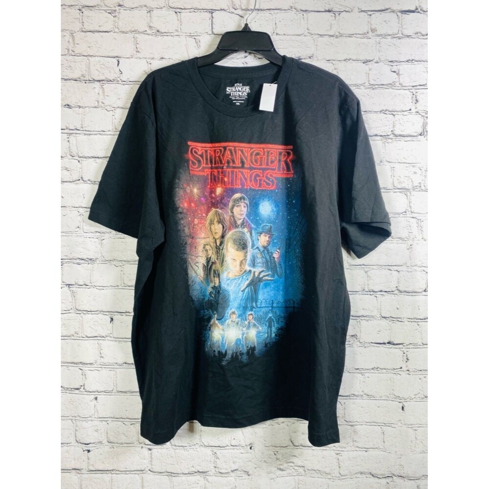 Stranger Things Black Men’s Graphic Tee - Retro Series Print Size XXL